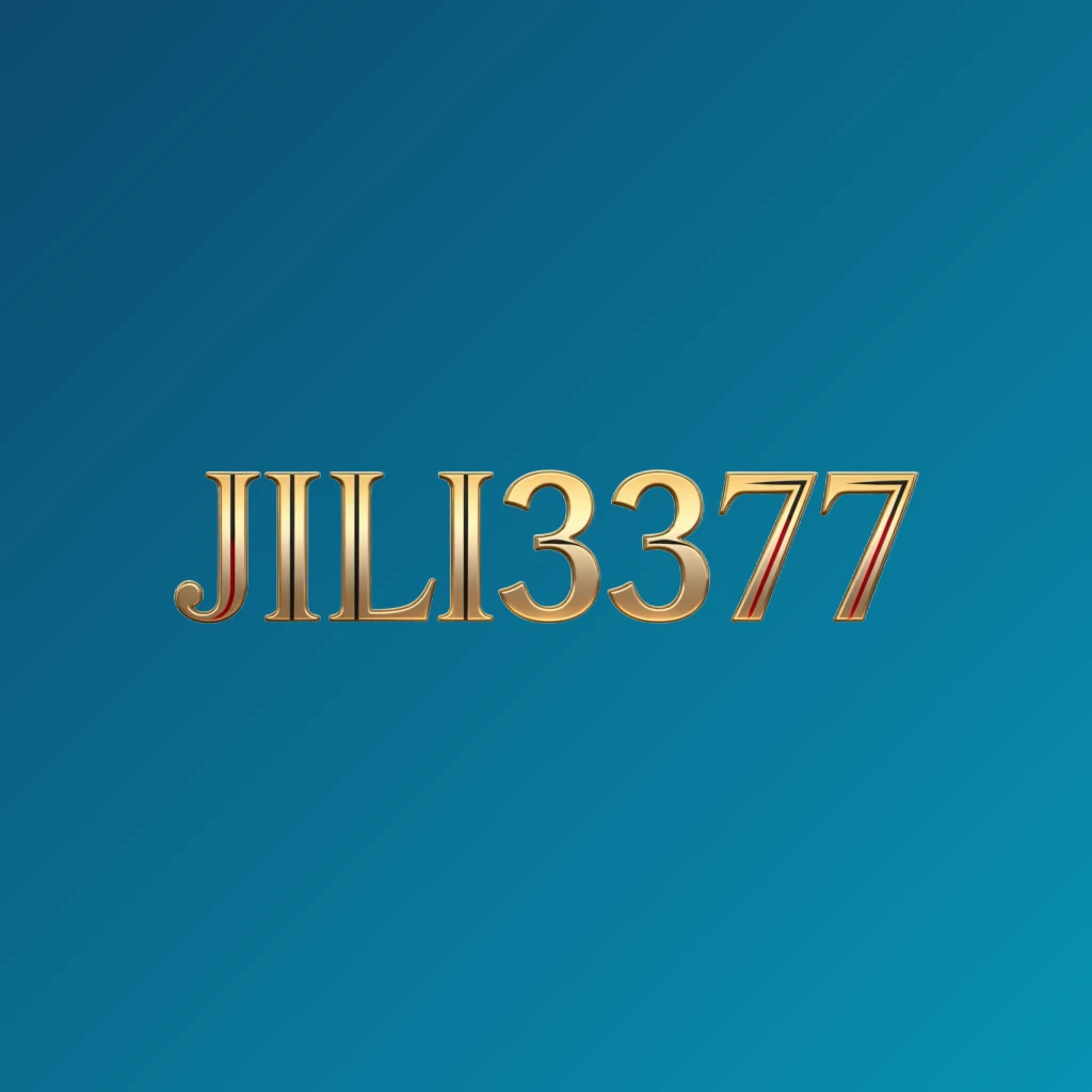Luxury casino logo for JILI3377 featuring rich gold gradient text with red and black accents, elegant lights, and a high-end entertainment style on a transparent background, designed as a wide horizontal rectangular wordmark for website header